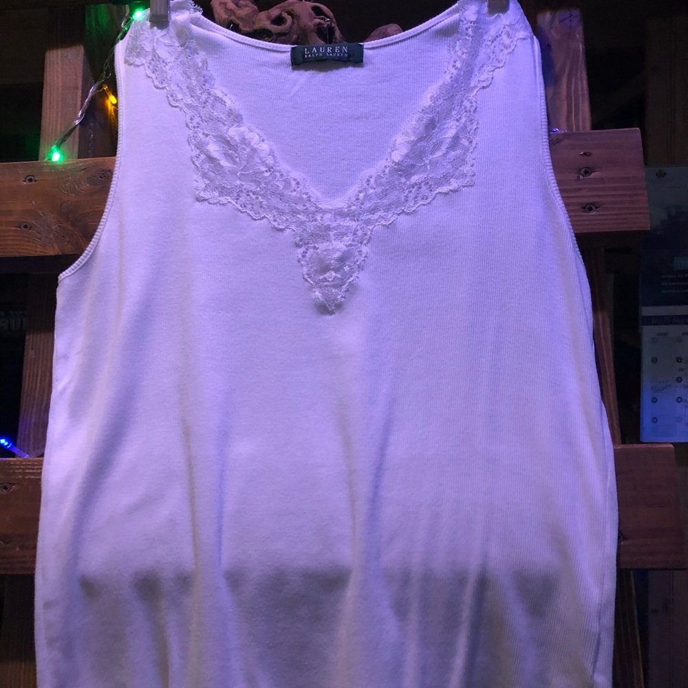 Ralph Lauren cotton stretch lace T shirt.